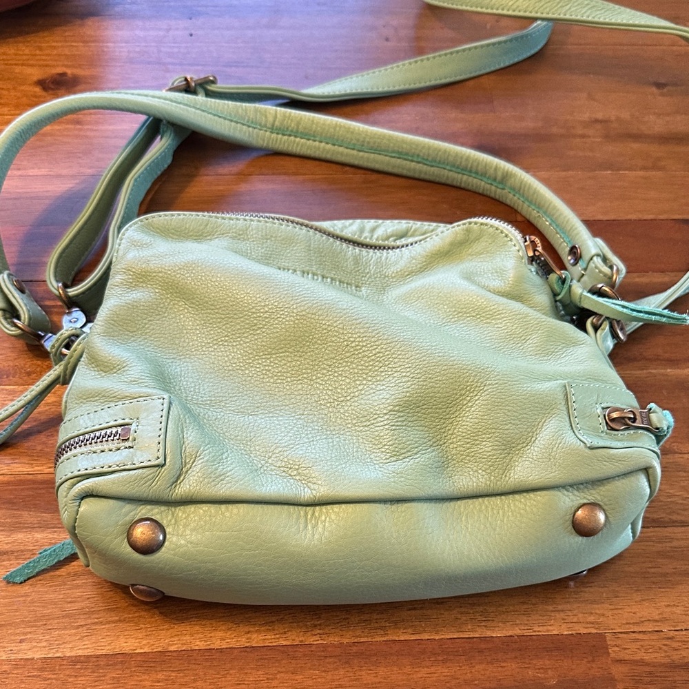 Mint Green Leather Crossbody Bag